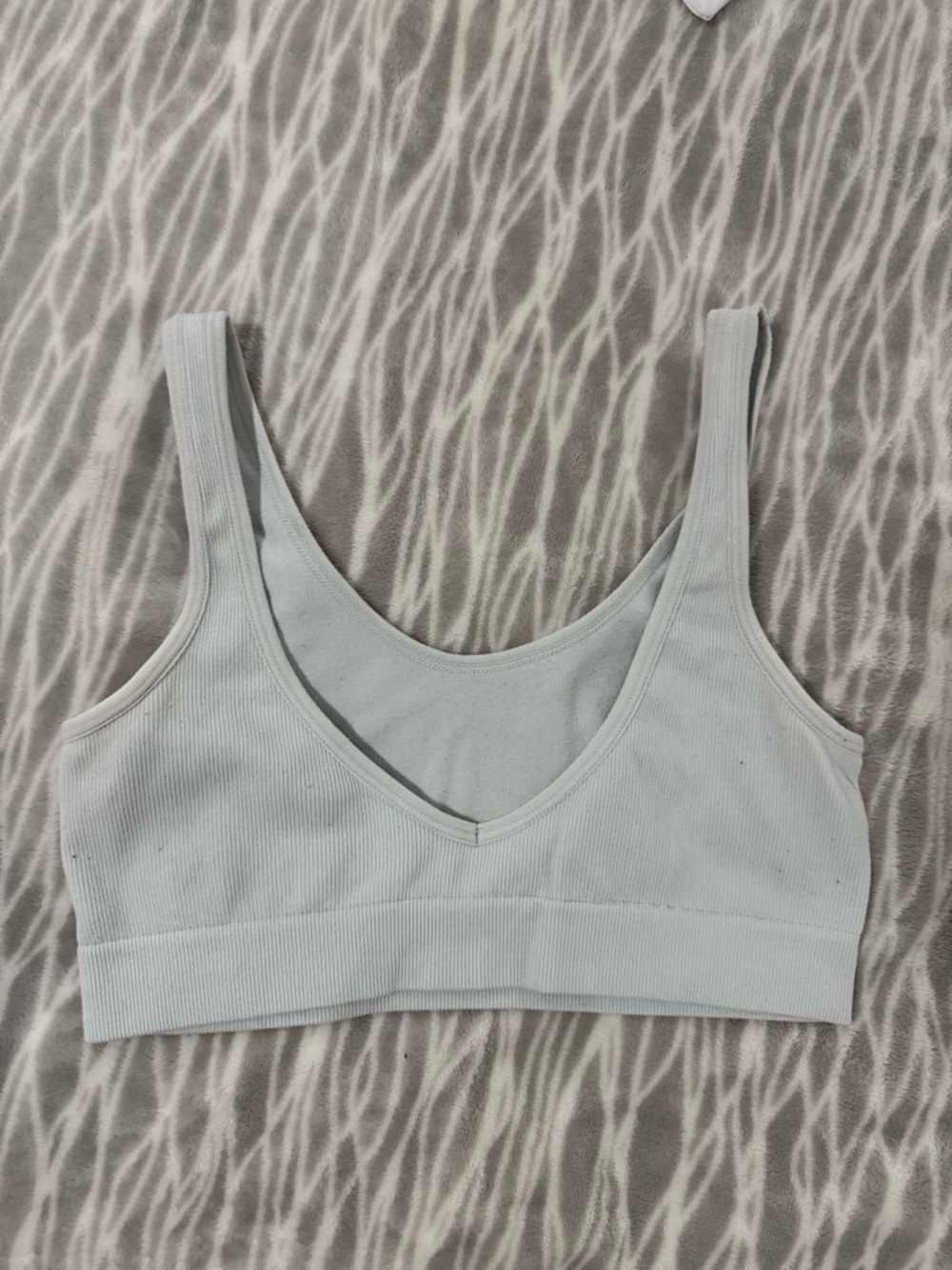 Seamless Ribbed V-Neck Bralette in Light Blue
